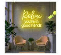 Néon Enseignes lumineuses Decor Relax You're In Good Hands Néons Adaptés À La Décoration Murale D'un Salon De Beauté, D'un Studio Ou D'une Chambre À Coucher 37cmx43cm(B)