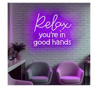 Néon Enseignes lumineuses Decor Relax You're In Good Hands Néons Adaptés À La Décoration Murale D'un Salon De Beauté, D'un Studio Ou D'une Chambre À Coucher 37cmx43cm(E)