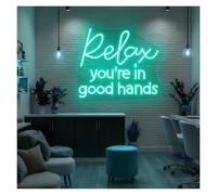 Néon Enseignes lumineuses Decor Relax You're In Good Hands Néons Adaptés À La Décoration Murale D'un Salon De Beauté, D'un Studio Ou D'une Chambre À Coucher 37cmx43cm(Ré)