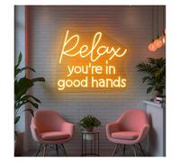 Néon Enseignes lumineuses Decor Relax You're In Good Hands Néons Adaptés À La Décoration Murale D'un Salon De Beauté, D'un Studio Ou D'une Chambre À Coucher 37cmx43cm(UNE)