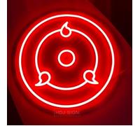 Néon Enseignes lumineuses Neon Light, LED Murale Lumineuse Décorative Naruto - SHARINGAN - Rouge - 40 x 40 cm