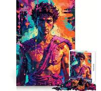 Neon Euphoria︰ Puzzle Dionysus Unleashed pour Adolescents 1000 pièces Renforce la mémoire Soulagement du Stress Décoration Murale aux Bords Nets (38x26cm)