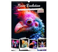 Neon-Evolution - Fluoreszierende Fantasietiere der KI-Welt (Wandkalender 2026 DIN A3 hoch), CALVENDO Monatskalender: Glimmende Kreaturen: Neon-Evolution im Fokus