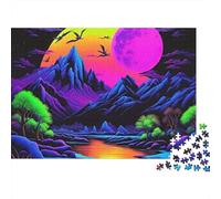 Néon Fantasy Paysage 1000 Pièces Puzzle Adulte Qualité Premium Anti-Stress Difficile pour Experts pour Collectionner Édition Limitée 52x38cm/1000pcs