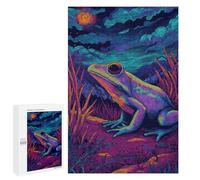 Neon Frog in Night Scene Puzzle 1000 Pièces Educa Jouet en Bois Cadeau Unique Décoration Intérieure Jeu Éducatif Challenge Toy Adultes Et Enfants À Partir De 14 Ans 1000 PCS