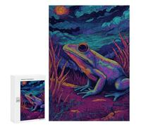 Neon Frog in Night Scene Puzzle 300 Pièces Educa Jouet en Bois Cadeau Unique Décoration Intérieure Jeu Éducatif Challenge Toy Adultes Et Enfants À Partir De 14 Ans 300 PCS