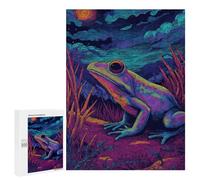 Neon Frog in Night Scene Puzzle 500 Pièces Educa Jouet en Bois Cadeau Unique Décoration Intérieure Jeu Éducatif Challenge Toy Adultes Et Enfants À Partir De 14 Ans 500 PCS