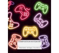 Neon Gaming Console | Wide Ruled Composition Notebook | 110 Pages | 7.5x9.25 In | Ideal for School, Journaling, Creative Writing, Notes & Everyday Use ... Men & Women | Cool Design | Gift Notebook