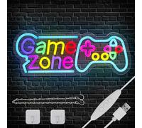 Neon Gaming LED Néon Signe Deco Chambre Ado Garcon Alimentation USB Neon Personnalisable Enseigne Lumineuse Gaming Deco Cadeau pour Garçons, GAME ZONE B