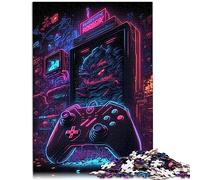 Neon Gaming Room Jigsaw Puzzle 1000 Pieces 100% Recycled Cardboard Impossible Puzzle 26x38cm