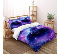 Néon Gorille Housse De Couette 3 Pièces Animal Theme Imprimé De Couvre-Lit Microfibre Adulte avec Fermeture Éclair Et Taies d'oreiller Double（200x200cm）