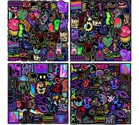 Neon Graffiti Stickers - 200 Pack Waterproof Vinyl Stickers - for Laptop, Skateboard, Water Bottle, Macbook, Bike, Suitcase and More (No Repetitive Pattern)