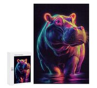 Neon Hippo Art Print-1 Puzzle 1000 Pièces Educa Jouet en Bois Cadeau Unique Décoration Intérieure Jeu Éducatif Challenge Toy Adultes Et Enfants À Partir De 14 Ans 300 PCS