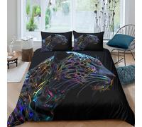 Neon Jaguar Art Housse de Couette 3 pièces Microfibre Hypoallergique Imprimé en 3D Léger Fantaisie Digital Style Ensemble De Literie avec 2 Taies d'oreiller Confortable for Adulte Single（140x200cm）