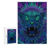 Neon Jaguar Art Print Puzzle 300 Pièces Educa Jouet en Bois Cadeau Unique Décoration Intérieure Jeu Éducatif Challenge Toy Adultes Et Enfants À Partir De 14 Ans 300 PCS