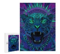 Neon Jaguar Art Print Puzzle 500 Pièces Educa Jouet en Bois Cadeau Unique Décoration Intérieure Jeu Éducatif Challenge Toy Adultes Et Enfants À Partir De 14 Ans 500 PCS