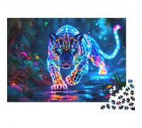Néon Jaguar Jungle 1000 Pièce Papier Écologique Puzzle Classique Collecteurs Jeu Stimulant Décompression Cadeaux 38x26cm/1000pcs