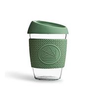 Neon Kactus Gobelet Verre Borosilicate Isotherme Soufflé à la Main, Tasse à Café Réutilisable avec Couvercle Silicone de Qualité Alimentaire et Revêtement Thermique, Tasse de Voyage verre Recyclable.