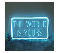 Néon Lampe lumineuse néon LED gravée « Le monde est à vous » 40 cm