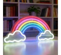 Néon LED Arc-en-Ciel USB, Veilleuse Enfant Multicolore Enseigne Lumineuse Murale pour Décoration Chambre Bébé Fille Garçon, Lampe d'Ambiance Salon, Cadeau Anniversaire Noël, 40 x 20,5 cm