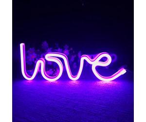 Néon LED Avec Sign Décoratif LOVE Violet Rêveur Adapté Pour La Confession Demande En Mariage Décoration Mariage l'interrupteur D'éclairage D'ambiance Nocturne Contrôlable Et Réglable
