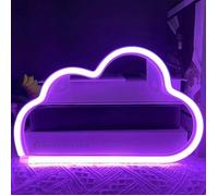 Néon LED en forme de nuage pour décoration murale, alimenté par batterie ou USB, violet