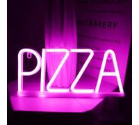 Néon LED Mural - PIZZA Lettre Neon Enseigne Lumineuse & Autocollants DIY Pour Les Heures D'ouverture Pour Pizzeria Bar Restaurants Cuisine Partie Décoration (Rose PIZZA)
