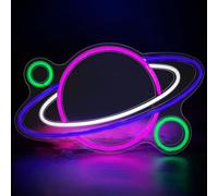 Neon Light Sign, Planet Space Neon Sign Batterie USB Neon Sign Light Néon Signe Planète Lampe pour Chambre à Coucher Salle de Jeux Bar Fête Pépinière Chambre d'enfant