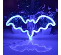 Neon Lights au néon Chauve-Souris,Lampe Neon,LED néon Chauve-Souris, enseigne au néon Halloween pour décoration Murale fête d'halloween,Bar,décoration de Chambre,Cadeau pour Enfants,décoration(Bleu)