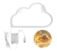 Neon Lights LED, Enseignes au Néon Forme de Nuage LED avec 2 Crochets, Néons USB/À Piles, pour Noël, Fête D'anniversaire, Chambre D'enfant, Salon, Décoration de Fête de Mariage, Blanc chaud