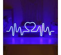 Néon Lumière LED Battement de Coeur USB Enseigne Lumineuse LED Acrylic Enseignes au Néon Lights pour Mariage Saint Valentin Fête D'anniversaire Chambre Murale Décoration-Bleu