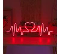 Néon Lumière LED Battement de Coeur USB Enseigne Lumineuse LED Acrylic Enseignes au Néon Lights pour Mariage Saint Valentin Fête D'anniversaire Chambre Murale Décoration-rouge