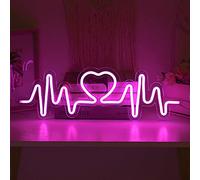 Néon Lumière LED Battement de Coeur USB Enseigne Lumineuse LED Acrylic Enseignes au Néon Lights pour Mariage Saint Valentin Fête D'anniversaire Chambre Murale Décoration-Rose