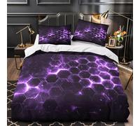 Néon Mauve Housse De Couette 3D Imprimé Lueur d'espoir Housses De Couettes pour Adultes Et Enfants Microfibr Parure De Lit avec Taies E avec Fermeture À Glissière 3 Pièces Super King（260x220cm）