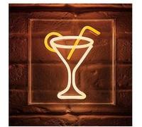 Néon mural USB Verre cocktail - Orange
