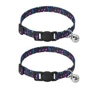 Neon Music Notes Lot de 2 colliers pour chat avec clochette Noir