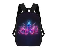 Neon Octopus on Dark Background Sacs À Dos Imprimés En 3D Pour Enfants 17inch Sacs À Dos Tendance Et Décontractés Pour La Journée, Sacs De Voyage, Sacs À Dos D'extérieur Pour Garçons Et Filles