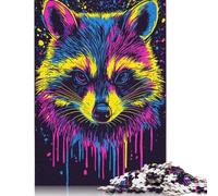 Neon Raccoon Art Puzzle 1000 Pièces Educa Jouet en Bois Cadeau Unique Décoration Intérieure Jeu Éducatif Challenge Toy Adultes & Enfants des 14 Ans 1000pcs (75x50cm)