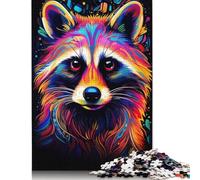 Neon Raccoon Puzzles 1000 Pièces Cadeau Unique Jeu Éducatif Défi Jouet À De Qualité Supérieure Peinture Art pour Adultes Et Enfants À Partir De 14 Ans 1000pcs (75x50cm)