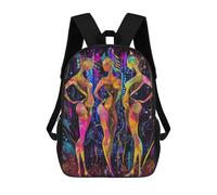 Neon Radiance - The Three Muses in A Futuristic Glow Sacs À Dos Imprimés En 3D Pour Enfants, Sacs D'école Tendance Pour Garçons, Sacs De Voyage, Sacs Scolaires Pour Élèves Du Primaire 17inch