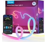 Neon Rope Light 2,Rgbic Ruban Led Néon 5m Avec Clips Bende,Fonctionne Avec Matter,Alexa Et Google Assistant,Mappage De Forme,Effets D'éclairage Diy,Bande Led Pour Décoration Murale,Blanc