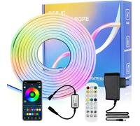 Neon Ruban LED, 12V RGB Bande LED, Bluetooth Flexible Néon en Silicone avec APP/Télécommande, Etanche IP67, Synchronisation Musicale, pour Fête, Jeux, Décoration Intérieure et Extérieure (5m)