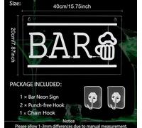 Neon Sign, Bar Neon Sign, Led Bar Sign Pour Bar Party Décoration murale, Enseignes lumineuses, Neon Light, Bar Deco Enseigne lumineuse, Décoration murale