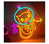 néon signe Boba Tea Cat Enseigne Au Néon Pour Décoration Murale Lumières Décoration De Chambre Créative Bubble Milk Tea Dessert Shop Bar Club Signes 32x36cm