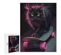 Neon Skateboarding Cat Art Print -1 Puzzle 1000 Pièces Educa Jouet en Bois Cadeau Unique Décoration Intérieure Jeu Éducatif Challenge Toy Adultes Et Enfants À Partir De 14 Ans 500 PCS