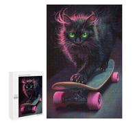 Neon Skateboarding Cat Art Print -1 Puzzle 1000 Pièces Educa Jouet en Bois Cadeau Unique Décoration Intérieure Jeu Éducatif Challenge Toy Adultes Et Enfants À Partir De 14 Ans 1000 PCS