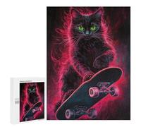 Neon Skateboarding Cat Art Print -2 Puzzle 1000 Pièces Educa Jouet en Bois Cadeau Unique Décoration Intérieure Jeu Éducatif Challenge Toy Adultes Et Enfants À Partir De 14 Ans 500 PCS