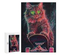 Neon Skateboarding Cat Art Print-5 Puzzle 1000 Pièces Educa Jouet en Bois Cadeau Unique Décoration Intérieure Jeu Éducatif Challenge Toy Adultes Et Enfants À Partir De 14 Ans 300 PCS