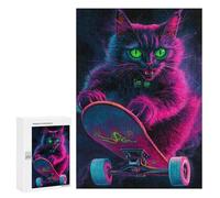 Neon Skateboarding Cat Art Print-6 Puzzle 1000 Pièces Educa Jouet en Bois Cadeau Unique Décoration Intérieure Jeu Éducatif Challenge Toy Adultes Et Enfants À Partir De 14 Ans 300 PCS