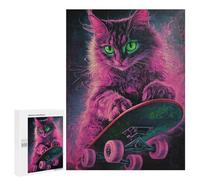 Neon Skateboarding Cat Art Print-8 Puzzle 1000 Pièces Educa Jouet en Bois Cadeau Unique Décoration Intérieure Jeu Éducatif Challenge Toy Adultes Et Enfants À Partir De 14 Ans 500 PCS